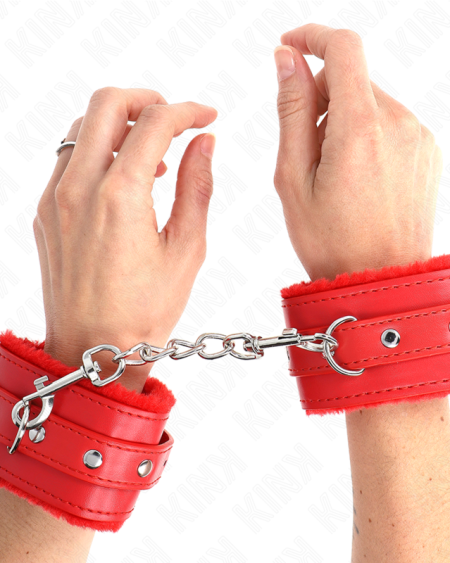 KINK - MUÑEQUERAS FORRADAS PREMIUM ROJO CON CORREA ROJO AJUSTABLE 17-29 CM X 6 CM