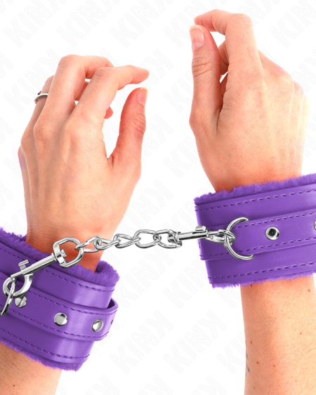KINK - MUÑEQUERAS FORRADAS PREMIUM VIOLETA CON CORREA VIOLETA AJUSTABLE 17-29 CM X 6 CM