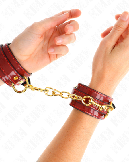KINK - MUÑEQUERAS JOANNA ANGEL ROJO AJUSTABLE CON CADENA DORADO 16.5-26 CM X 4 CM