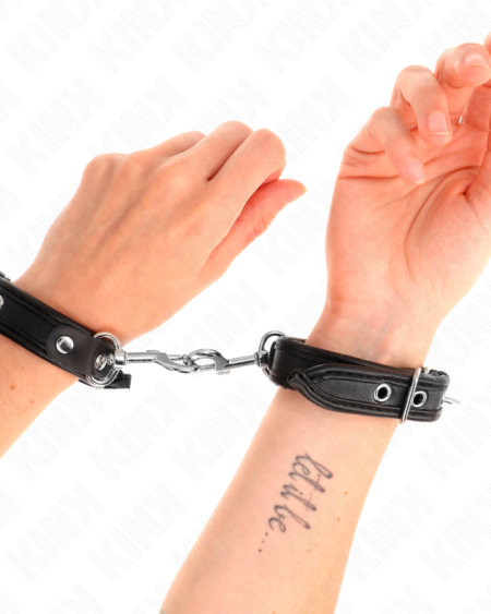 KINK - MUÑEQUERAS MINI NEGRO CON TACHUELAS AJUSTABLE 16-22 CM X 2 CM