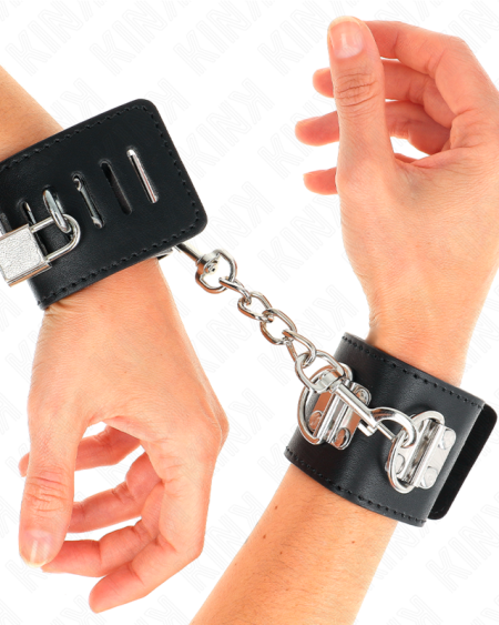 Algemas de pulso KINK pretas, ajustáveis e com fecho com cadeado