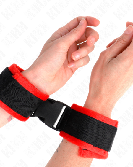 Algemas de pulso KINK em nylon vermelho e preto, modelo 1, ajustáveis