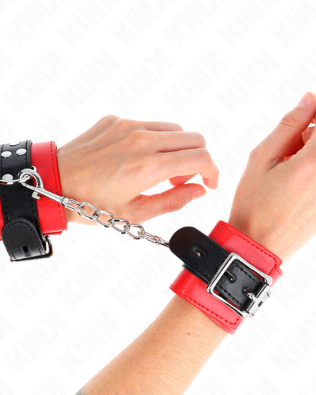 KINK - MUÑEQUERAS ROJO CON CORREA NEGRO AJUSTABLE 17-28 CM X 6 CM