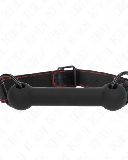 KINK - MORDAZA FORMA DE HUESO CON CORREA POLIPIEL NEGRO AJUSTABLE 41-57 CM