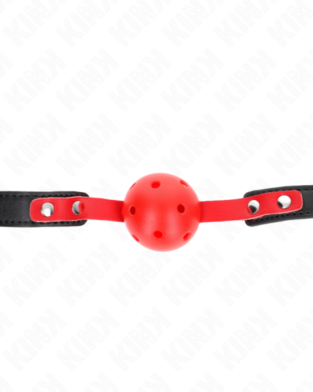 KINK - MORDAZA DE BOLA 4 CM DURA HUECA ROJO CORREA NEGRA 60 x 2 CM AJUSTABLE 37-52 CM