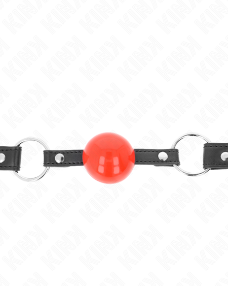 KINK - MORDAZA DE BOLA 4 CM CON CANDADO BOLA ROJA CORREA NEGRA 60 x 2 CM