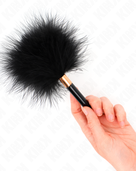 KINK - PLUMAS PARA COSQUILLAS METAL DORADO NEGRA 18 CM