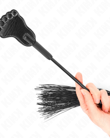 Pá BDSM KINK em forma de pé com chicote de borla, 31 cm