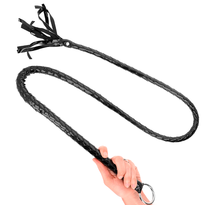 Chicote BDSM KINK em PVC brilhante, com 138 cm de comprimento
