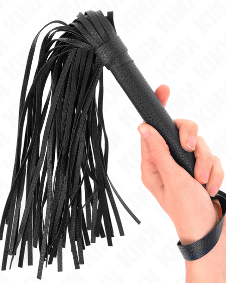 Chicote BDSM KINK em preto azulado escuro, com 43,5 cm
