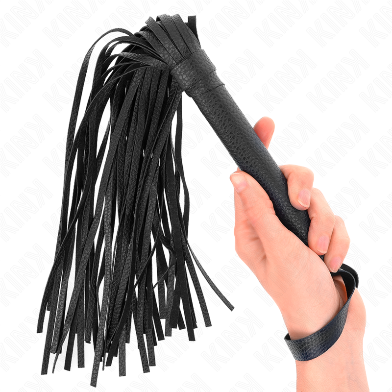 Chicote BDSM KINK em preto azulado escuro, com 43,5 cm