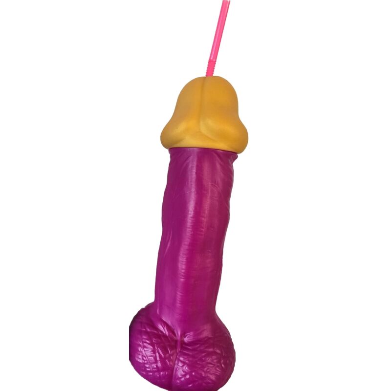 Copo DIABLO PICANTE em forma de pénis, de plástico rígido e com capacidade para 500 ml