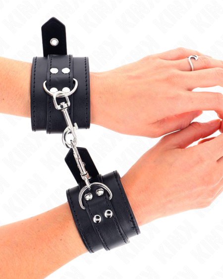 Algemas de pulso KINK pretas com tachas, 35 x 6 cm