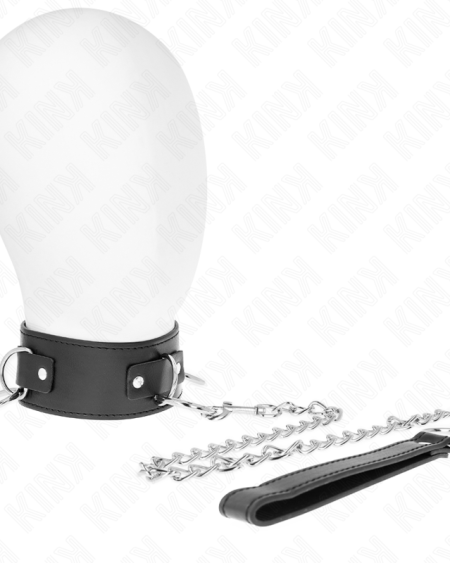 Coleira KINK modelo 2 com trela de 65 cm e 3 argolas, ajustável entre 36 e 43 cm