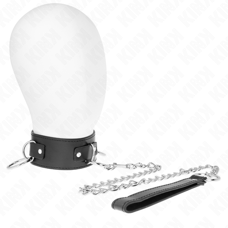 Coleira KINK modelo 2 com trela de 65 cm e 3 argolas, ajustável entre 36 e 43 cm