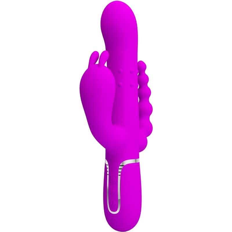 Vibrador coelho PRETTY LOVE Cammy 4 em 1, com estimuladores vaginal, clitoriano e anal