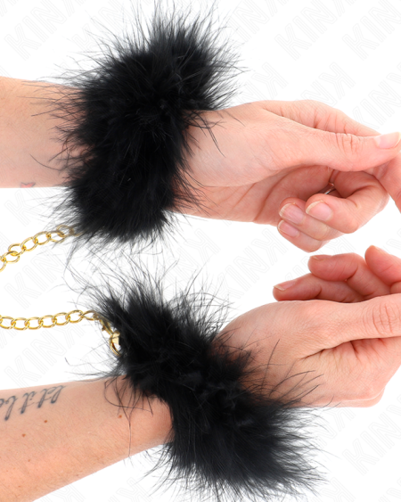 Algemas KINK Modelo 2 com plumas pretas e corrente dourada