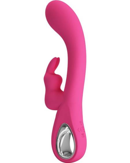 Vibrador coelho Novak da PRETTY LOVE, cor-de-rosa, com cabo prateado