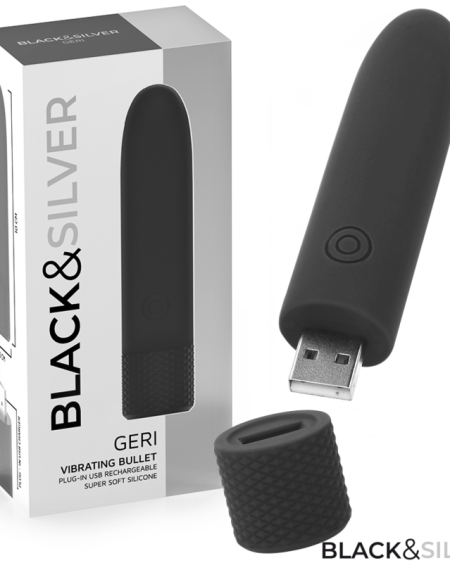 Vibrador bala GERI preto da BLACK&SILVER, recarregável por USB, com 10 cm de comprimento