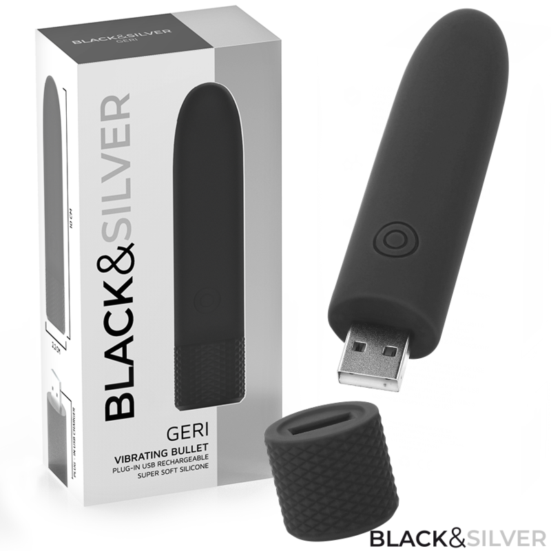 Vibrador bala GERI preto da BLACK&SILVER, recarregável por USB, com 10 cm de comprimento