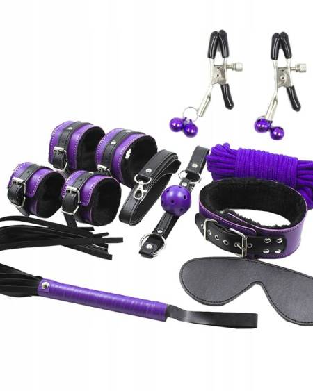Conjunto BDSM SECRETPLAY com algemas, mordaça, chicote, corda e acessórios de bondage