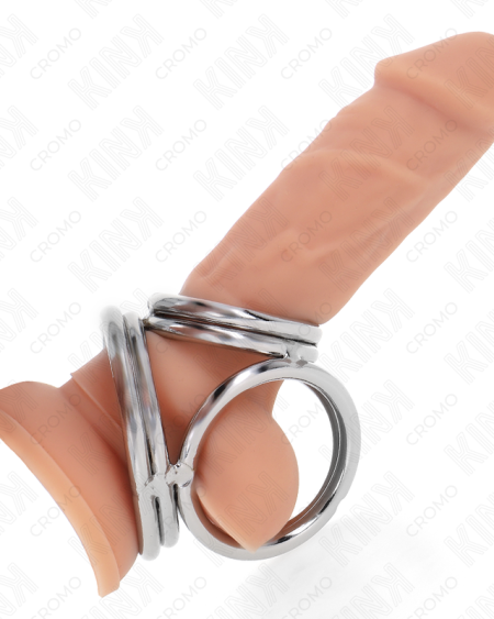 Anel peniano triplo KINK em metal cromado, modelo 1