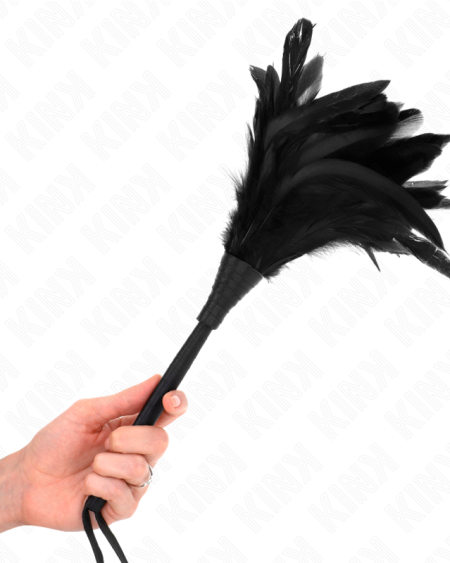 KINK - PLUMAS DE POLLO PARA COSQUILLAS CON FORMA CUERNO DE CRIADA NEGRO 36 CM