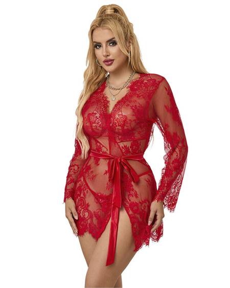 Camisola de renda vermelha SUBBLIME 953782 com tanga, tamanho L/XL