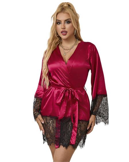 SUBBLIME - 953829 ELEGANTE CAMISON DE ENCAJE + TANGA ROJO L/XL