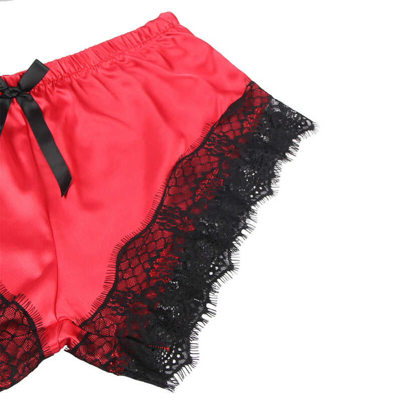 SUBBLIME - 953959 PIJAMA SEXY SATEN Y ENCAJE NEGRO/ROJO S/M