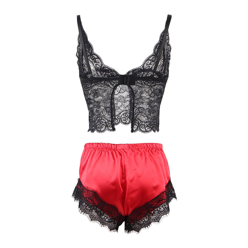SUBBLIME - 953966 PIJAMA SEXY SATEN Y ENCAJE NEGRO/ROJO L/XL