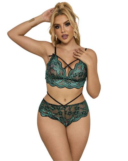 Conjunto SUBBLIME 954086 de soutien e cuecas de renda verde