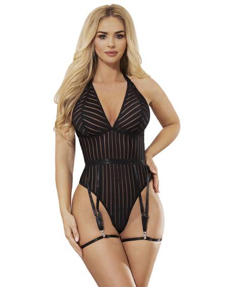 Body com cinta-liga SUBBLIME preto, modelo 954154, tamanho L/XL