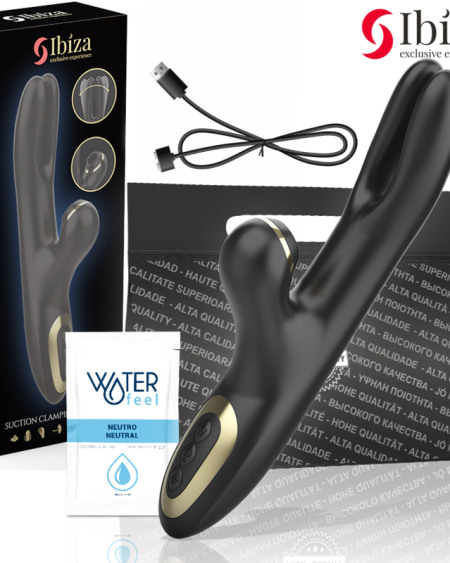 IBIZA - VIBRADOR HI-TECH RABITT SUCCIONADOR Y DOBLE DEAL NEGRO