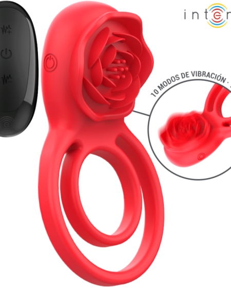 Estimulador clitoriano INTENSE Gail vermelho, em forma de rosa, com comando remoto
