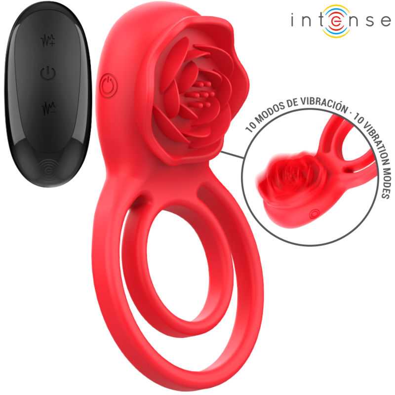 Estimulador clitoriano INTENSE Gail vermelho, em forma de rosa, com comando remoto