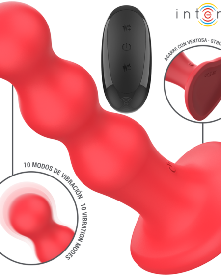 Vibrador CODY vermelho da INTENSE, com relevo texturado, ventosa e comando remoto