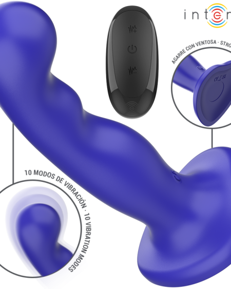 Vibrador azul INTENSE SHORTY com ventosa e controlo remoto