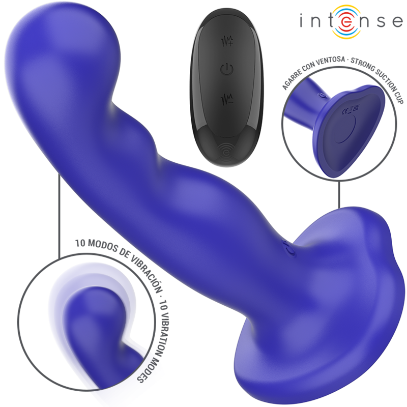 Vibrador azul INTENSE SHORTY com ventosa e controlo remoto