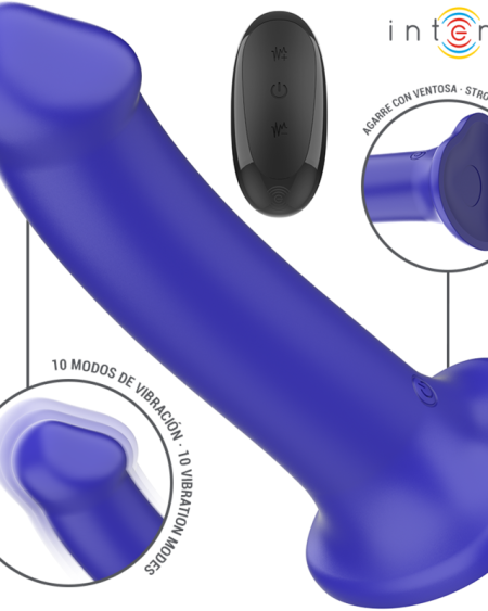 Vibrador VICTORIA azul-escuro da INTENSE, com ventosa e controlo remoto
