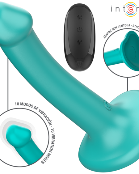 Vibrador INTENSE Katie azul-escuro com ventosa e controlo remoto