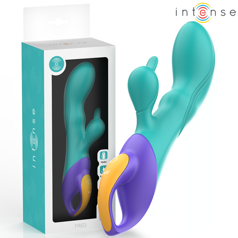 Vibrador coelho FRED azul da INTENSE, recarregável por USB