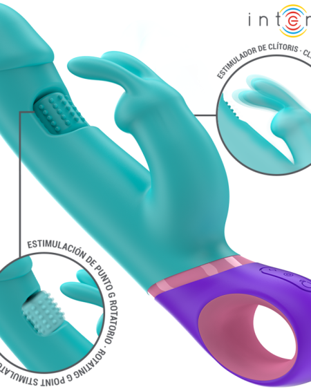 Vibrador rabbit azul INTENSE Mónica com estimulador rotatório