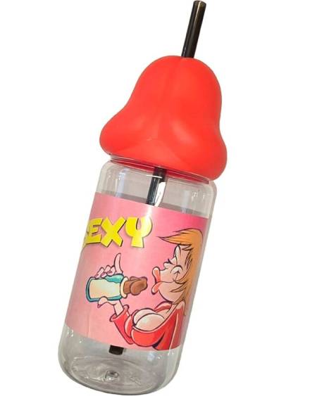 Biberão vermelho DIABLO PICANTE de 360 ml com ponta em forma de pénis