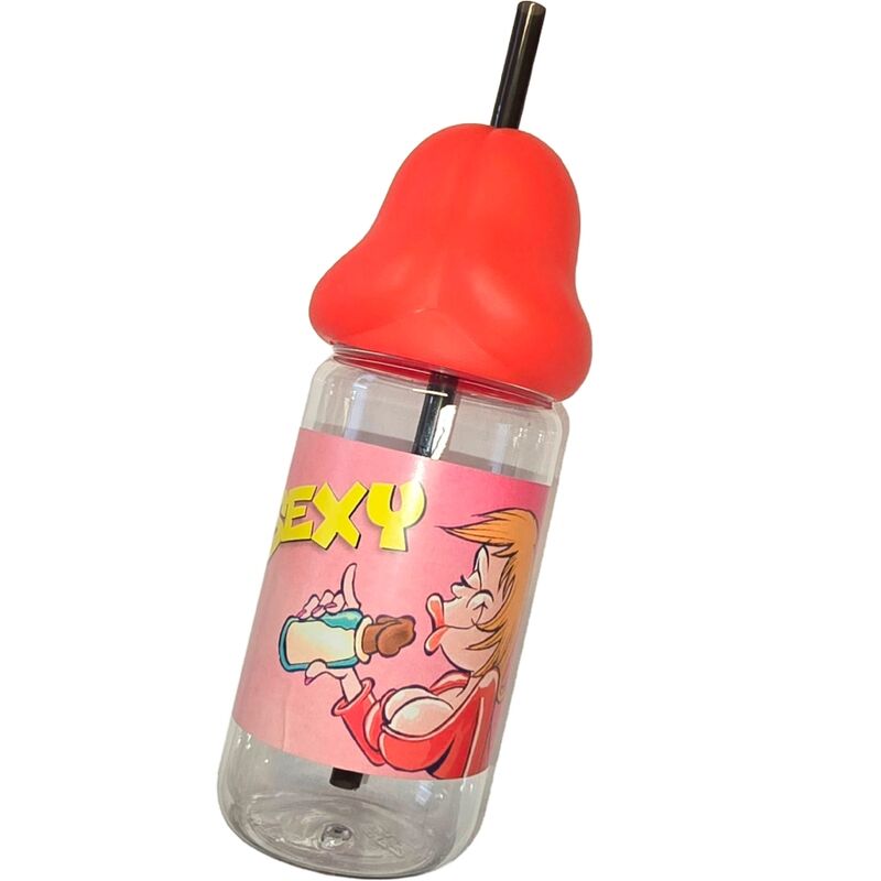 Biberão vermelho DIABLO PICANTE de 360 ml com ponta em forma de pénis