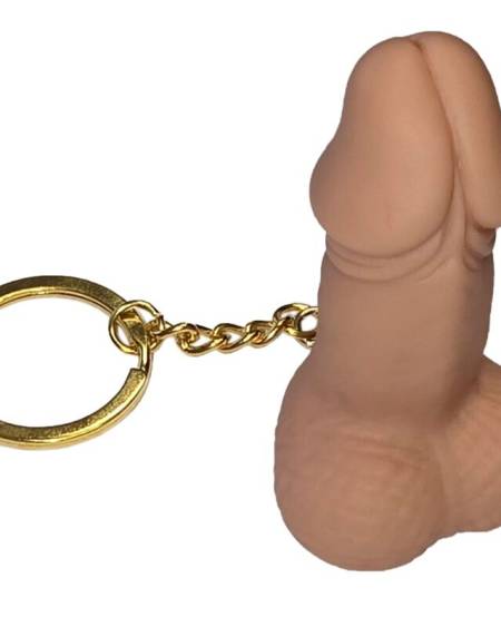 Porta-chaves DIABLO PICANTE em forma de pénis, na cor de pele