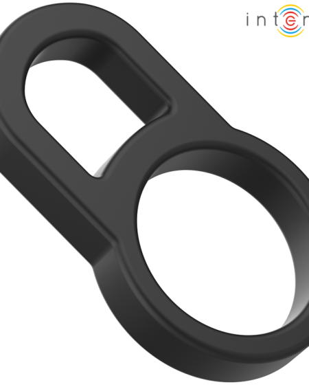 Anel peniano duplo INTENSE Bobby, de silicone preto, com duas argolas