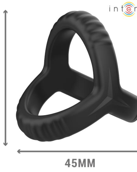 Anel peniano duplo Carson da INTENSE, em silicone preto