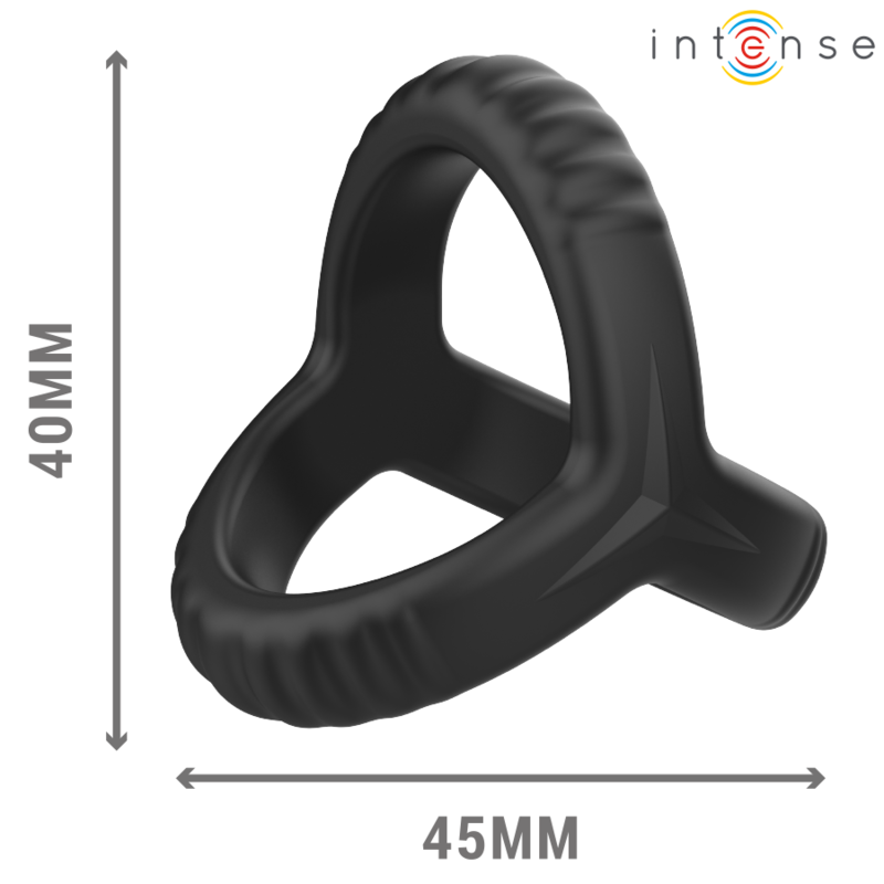 Anel peniano duplo Carson da INTENSE, em silicone preto