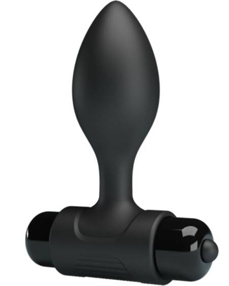 Plug anal vibratório preto PRETTY LOVE em silicone, com base em T